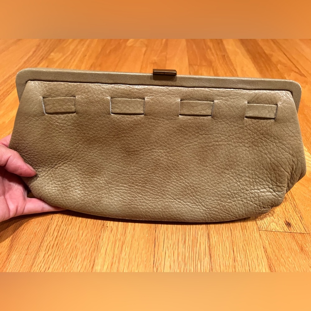 Vintage Saber Brown Leather Clutch Purse Snap Closure designed by Ruth Saltz